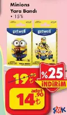 GETWELL MİNİONS YARA BANDI 15'Lİ fiyat ve kampanya bilgisi